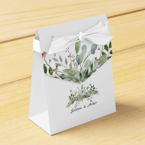 Greeny Wild Meadow Botanical Wedding Cake Favor Box