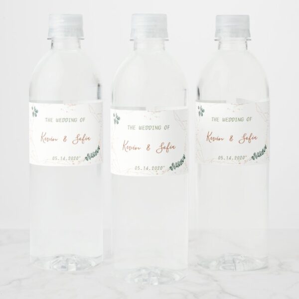 Grenery and Gold Water Bottle Labels