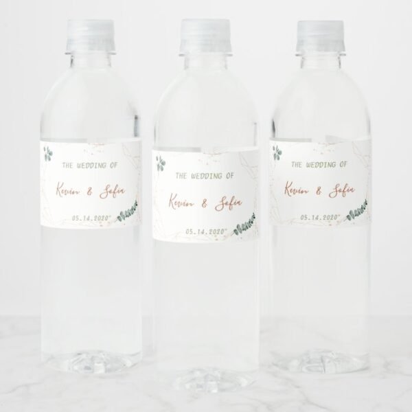 Grenery and Gold Water Bottle Labels