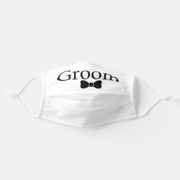 Groom Black Bow Tie Adult Cloth Face Mask
