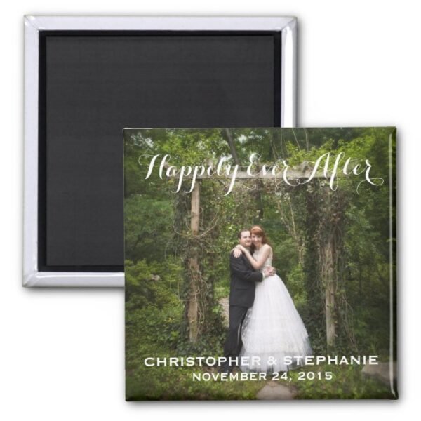 Happily Ever After Wedding Favor Photo Magnet