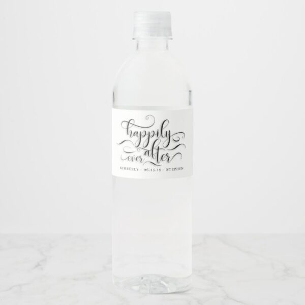 Happily Ever After Wedding Water Bottle Label