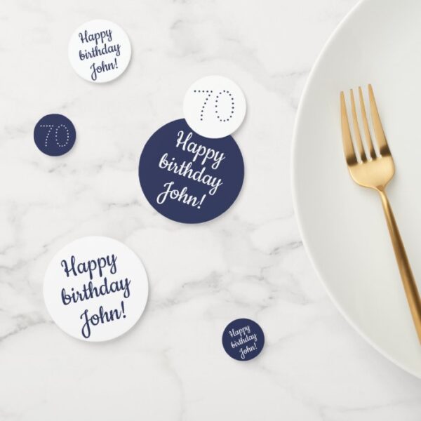 Happy Birthday - Custom Personalized Blue & White Confetti