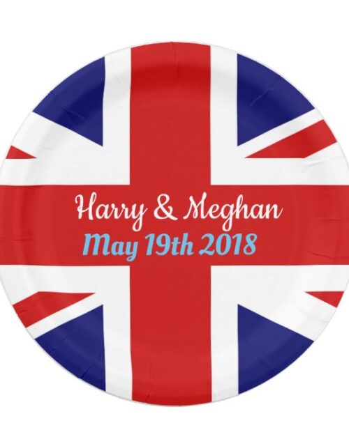 Harry & Meghan, Union Jack. Paper Plate