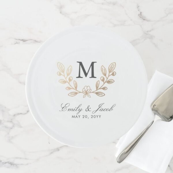 Harvest Flowers Wedding Monogram Cake Stand