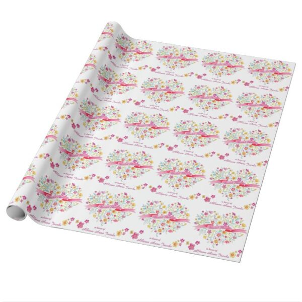 Heart bouquet flowers custom bridal shower wrap wrapping paper