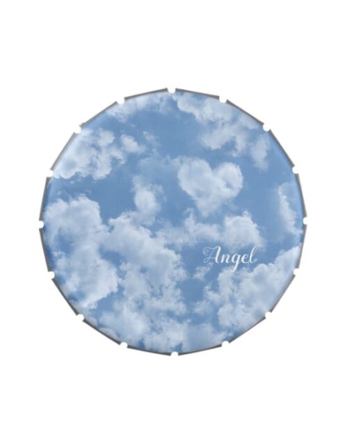 Heart Shaped Cloud Lovely Blue Template Elegant Candy Tin