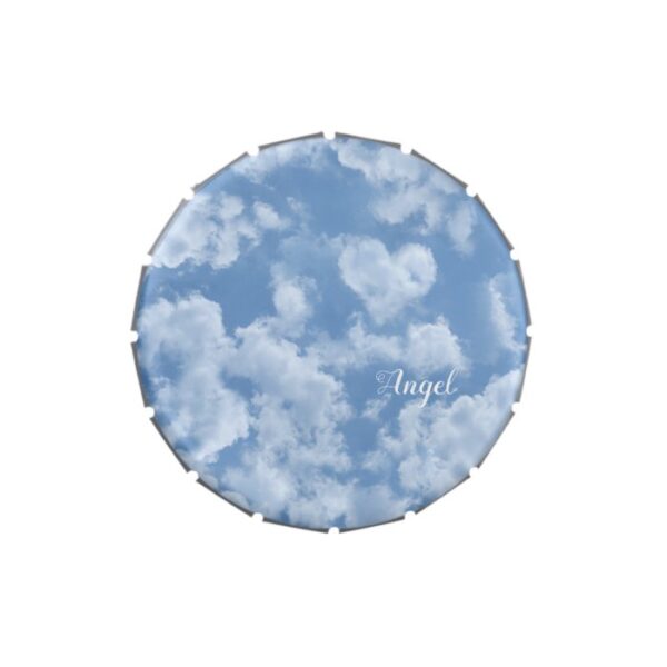 Heart Shaped Cloud Lovely Blue Template Elegant Candy Tin