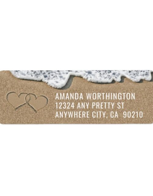 Hearts in the Sand Beach Wedding Address Labels