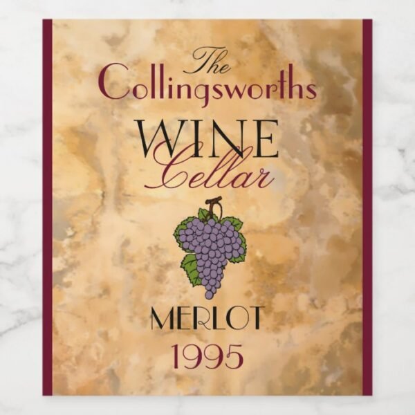 Homemade Red Merlot Wine Personalized Wine Bottle Wine Label