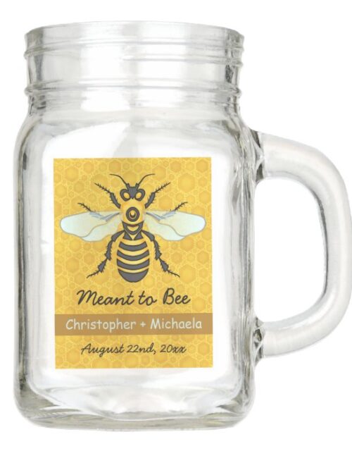 Honeybee Honeycomb Bee Wedding Rustic Personalized Mason Jar