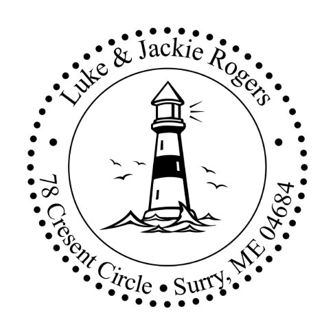 Lighthouse Theme Monogram Address Stamp