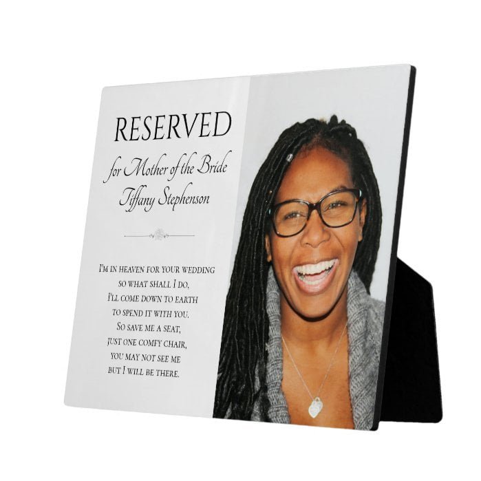 In Heaven Mother of Bride Photo Memorial Wedding Plaque