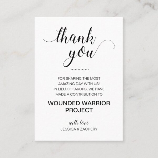In Lieu Of Favors Charity Donate Thank You Wedding Place Card