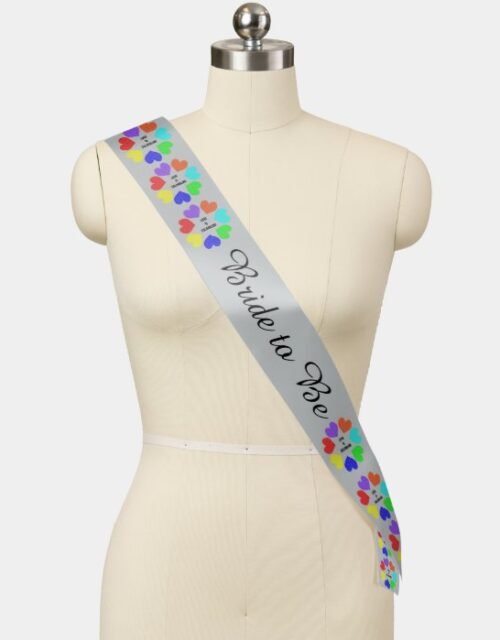 Interracial Love Rainbow Hearts Custom Wedding Sash