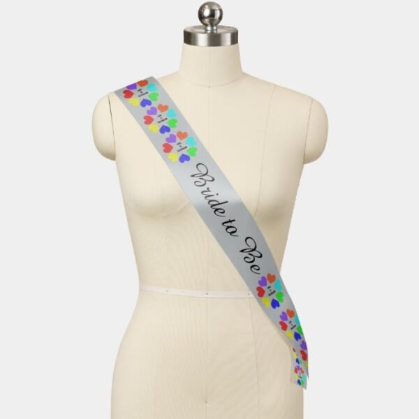 Interracial Love Rainbow Hearts Custom Wedding Sash