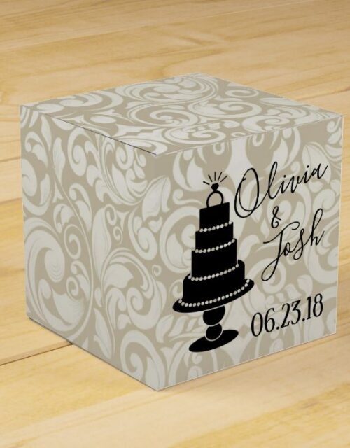 Ivory Pattern Cake Bling 2x2 Favor Box