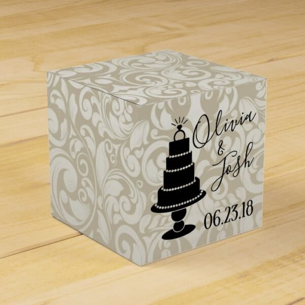 Ivory Pattern Cake Bling 2x2 Favor Box