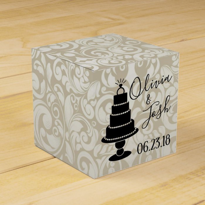 Ivory Pattern Cake Bling 2x2 Favor Box