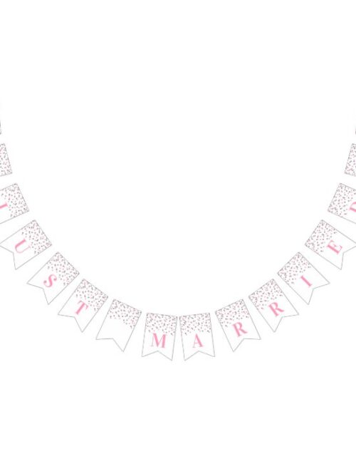 Just Married Banner Pink Silver Confetti