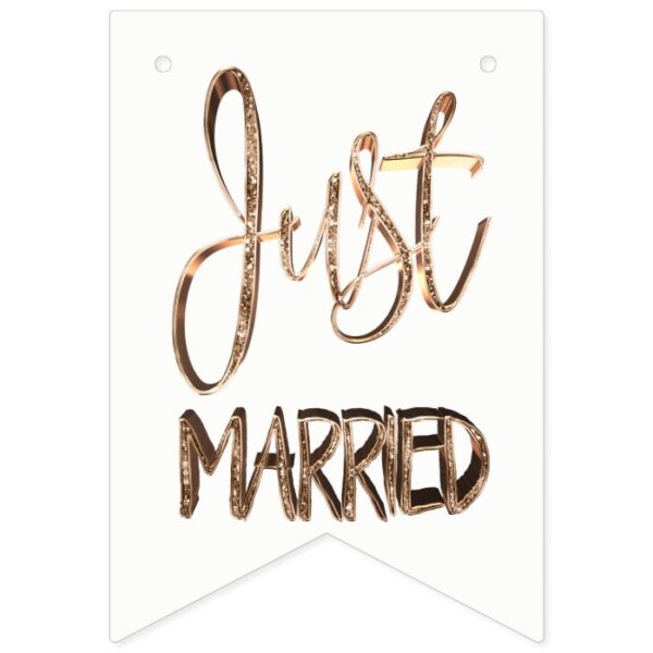 Just Married Elegant Gold Typography Wedding Party Bunting Flags