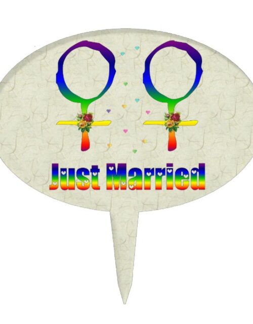 Just Married Lesbians Cake Topper