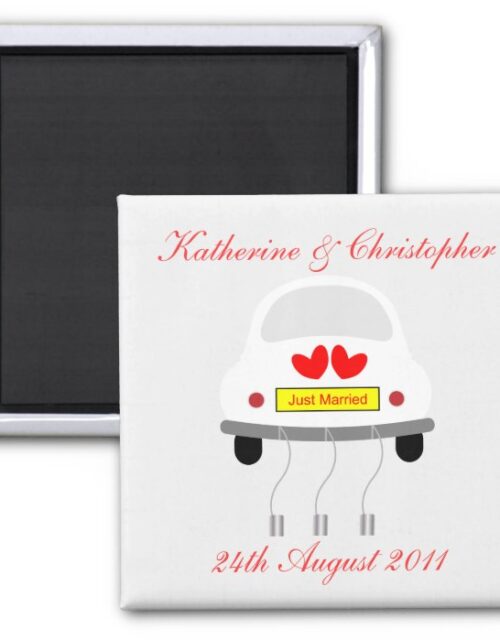 Just married personalised name & date magnet