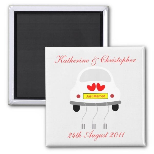 Just married personalised name & date magnet