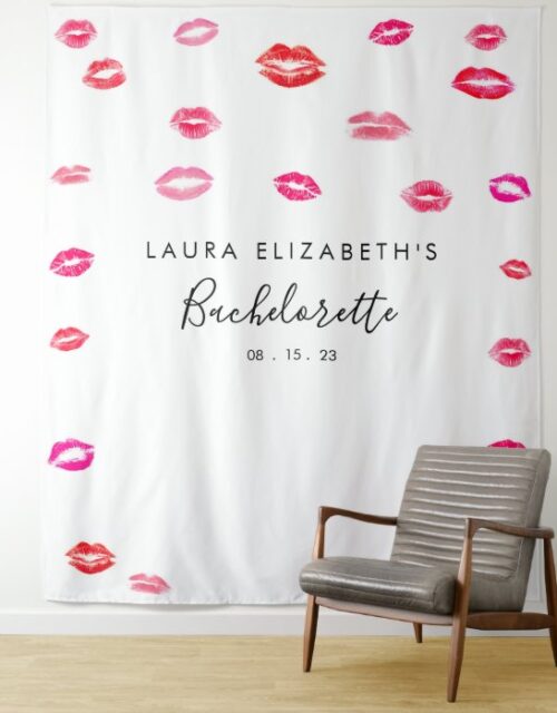 Kiss Lipstick Bachelorette Photo Booth Backdrop