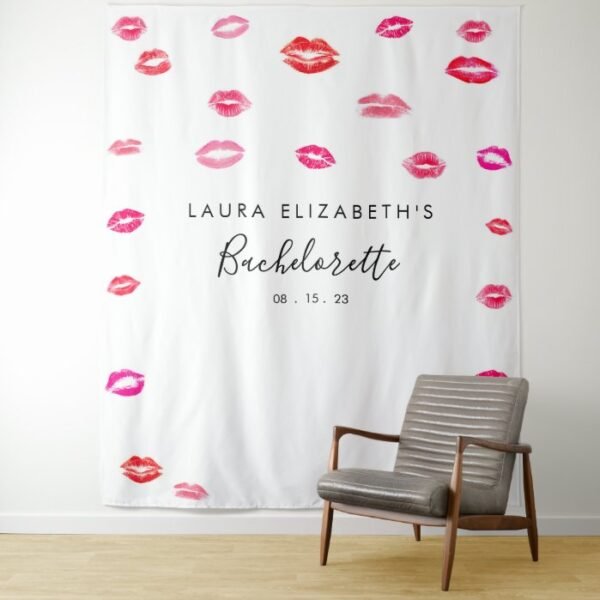 Kiss Lipstick Bachelorette Photo Booth Backdrop