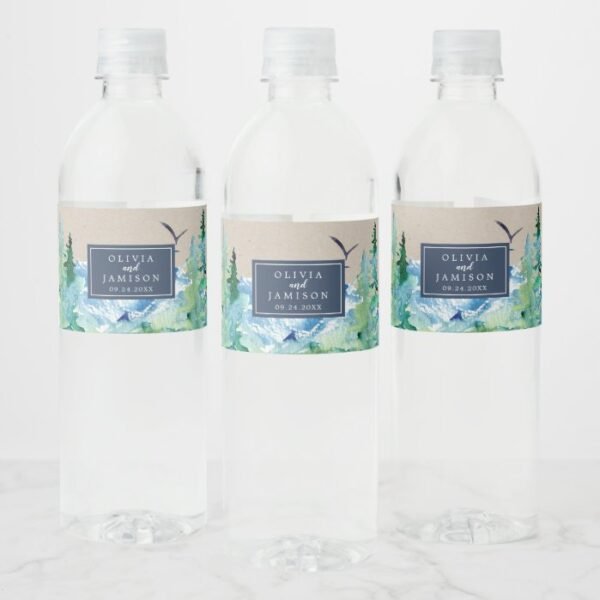 Kraft Rocky Mountain Destination Wedding Water Bottle Label