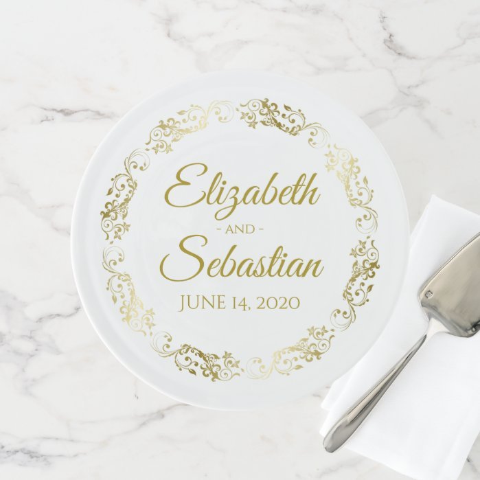 Lacy Gold Filigree Elegant Simple Chic Wedding Cake Stand