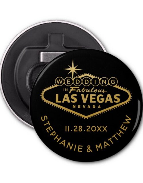 Las Vegas Wedding Date Favor Magnetic Bottle Opener