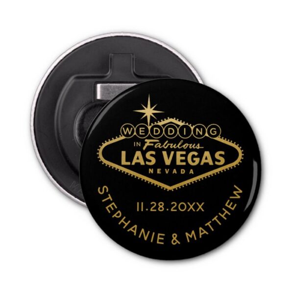 Las Vegas Wedding Date Favor Magnetic Bottle Opener