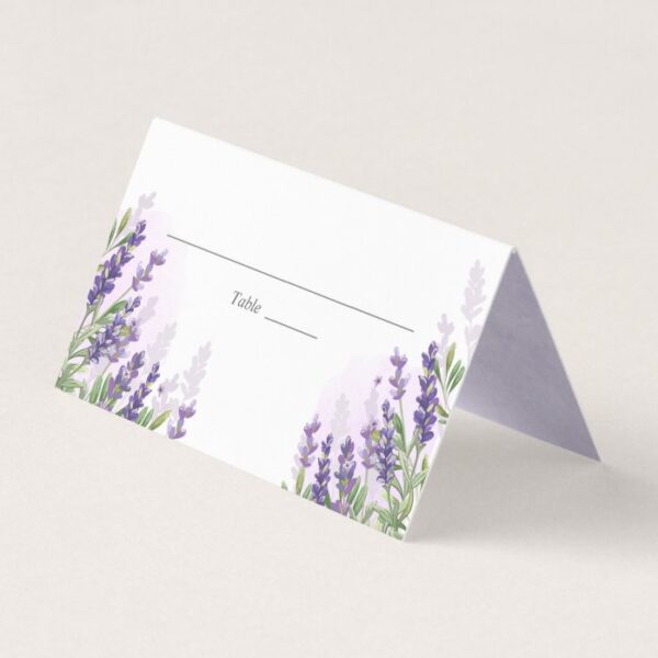 Lavender Wedding Place Card Rustic Pastel Purple