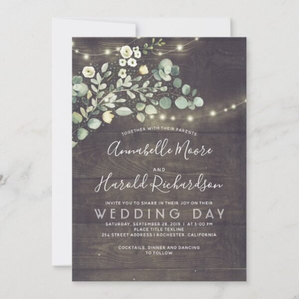 Leafy Greenery | Rustic Country Wedding Invitation