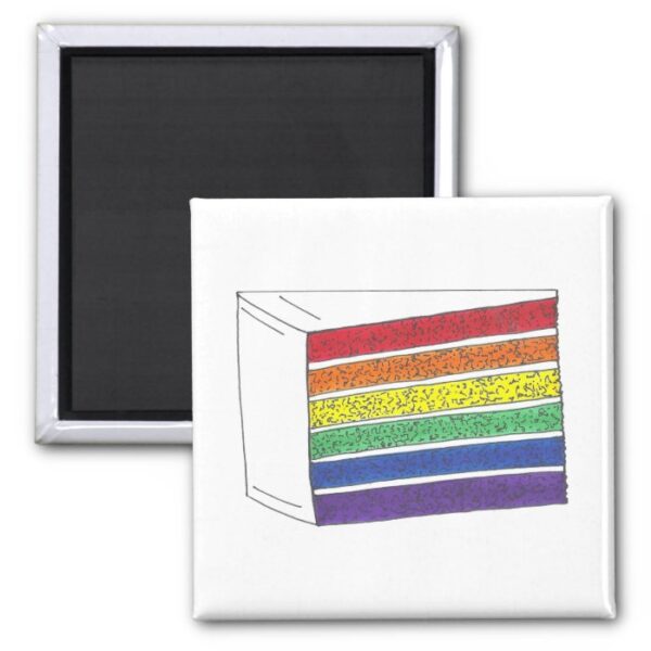 LGBT Gay Pride Rainbow Layer Wedding Cake Slice Magnet