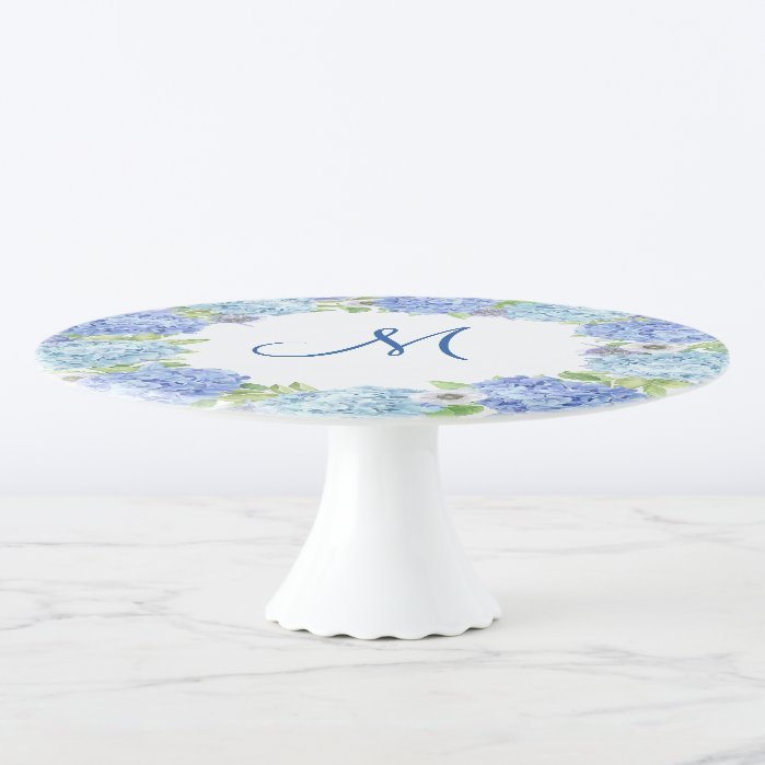 Light Blue Hydrangeas Floral Romantic Wedding Cake Stand