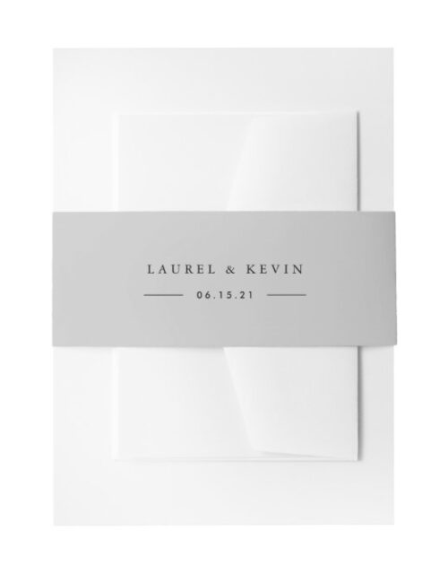 Light Grey Personalized Wedding Invitation Belly Band