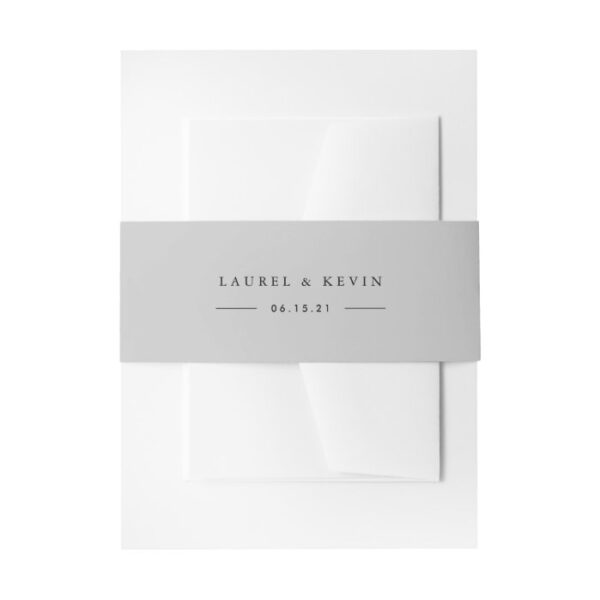 Light Grey Personalized Wedding Invitation Belly Band