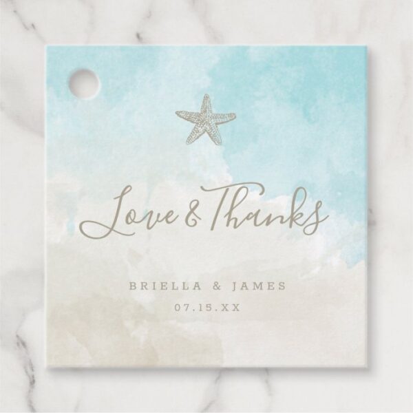 Love and Thanks Beach Watercolor thank you Favor Tags