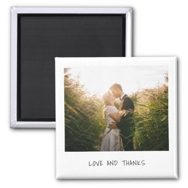 Love and Thanks Casual Handwriting Photo Wedding Magnet
