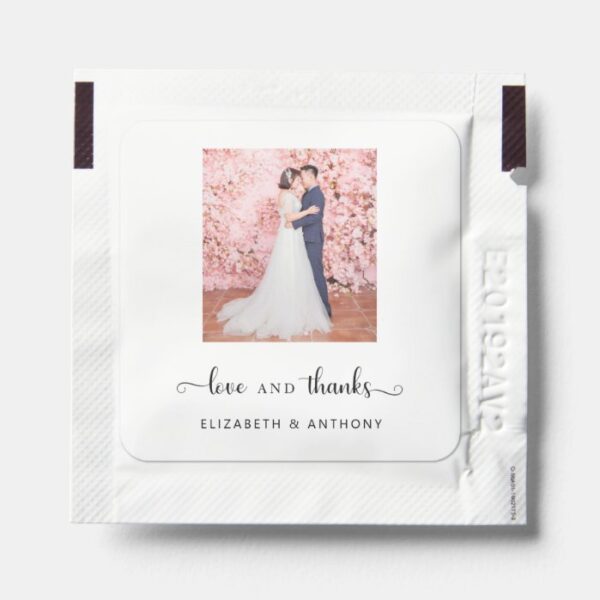 Love and Thanks Photo Elegant Script Chic Wedding Hand Sanitizer Packet