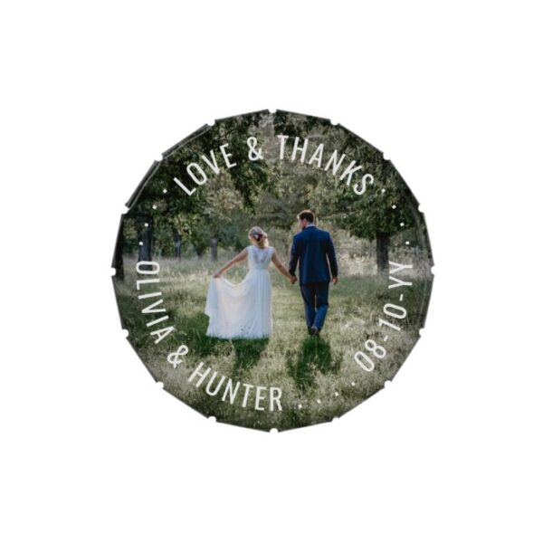 Love and Thanks Photo Wedding Thank You Favors Candy Tin