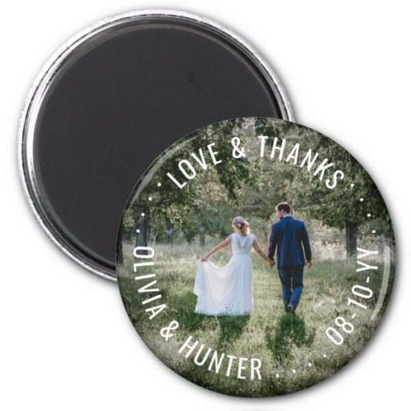 Love and Thanks Photo Wedding Thank You Favors Magnet