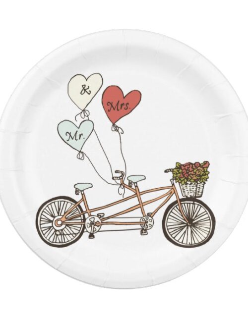 Love bike Mr. & Mrs. paper plate