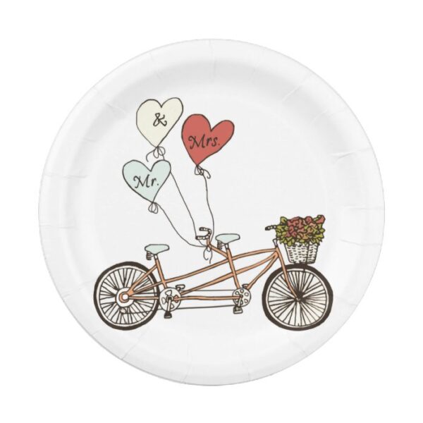 Love bike Mr. & Mrs. paper plate