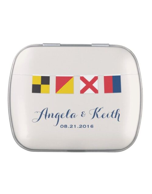 LOVE in Colorful Nautical Flags Jelly Belly Candy Tin