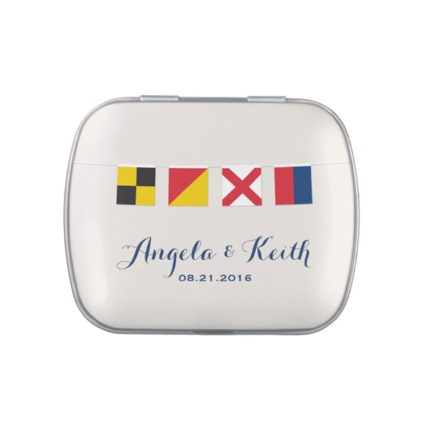 LOVE in Colorful Nautical Flags Jelly Belly Candy Tin