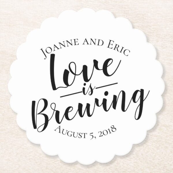 love is brewing wedding pub custom coaster